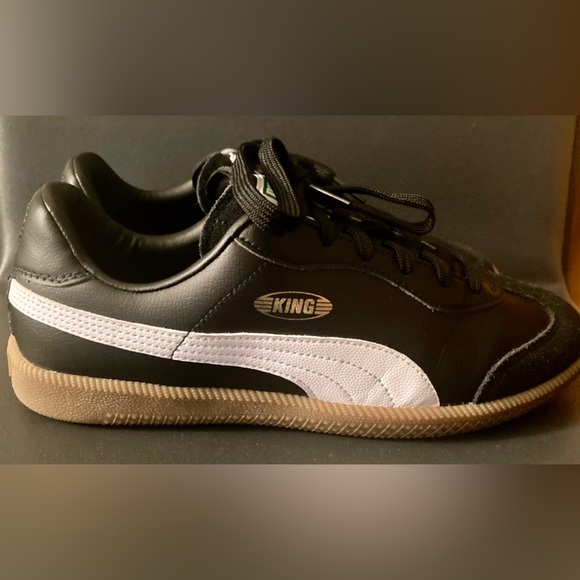 PUMA King 21 IT Black Leather Shoes SZ 7 Samba Style Indoor Futbol Dua Lipa - Picture 4 of 12